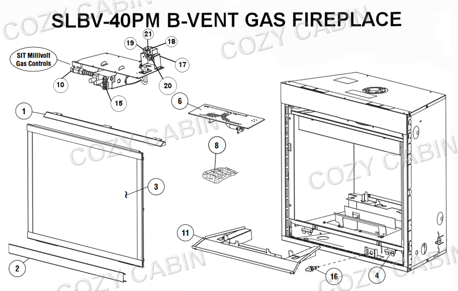B-VENT GAS FIREPLACE (SLBV-40PM) #SLBV-40PM